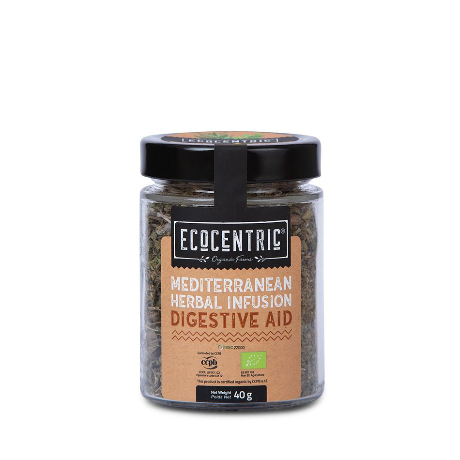 Organic Mediterranean Herbal Infusion - Digestive Aid - 40g Jar